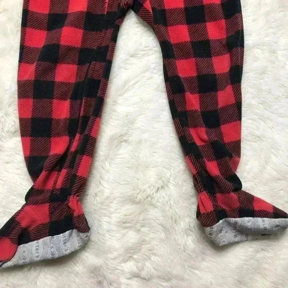 Carters Footed Onesie Red & Black Fleece Size 4T - Picture 2 of 16
